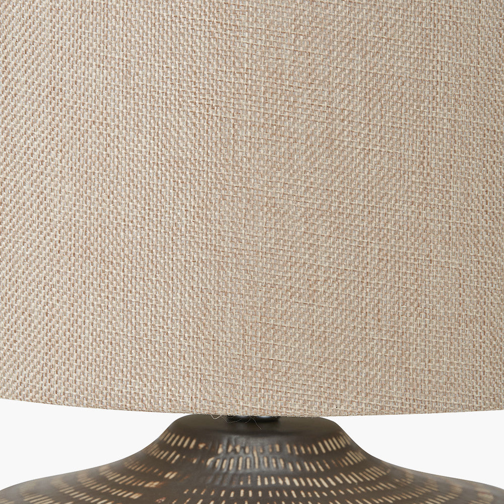 Kai Earth Coloured Textured Ceramic Table Lamp | Neutral Table Lamp