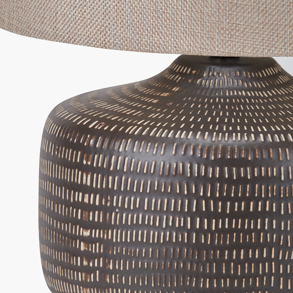 Kai Earth Coloured Textured Ceramic Table Lamp | Neutral Table Lamp
