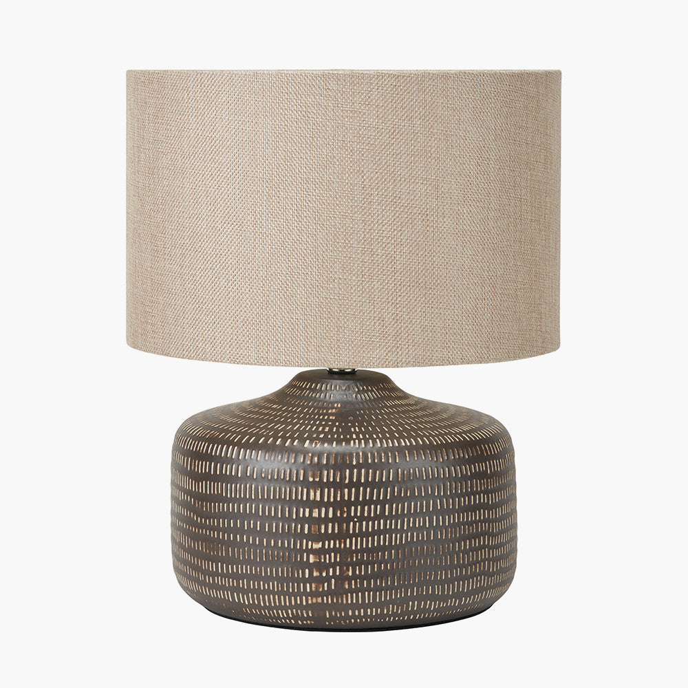 Kai Earth Coloured Textured Ceramic Table Lamp | Neutral Table Lamp