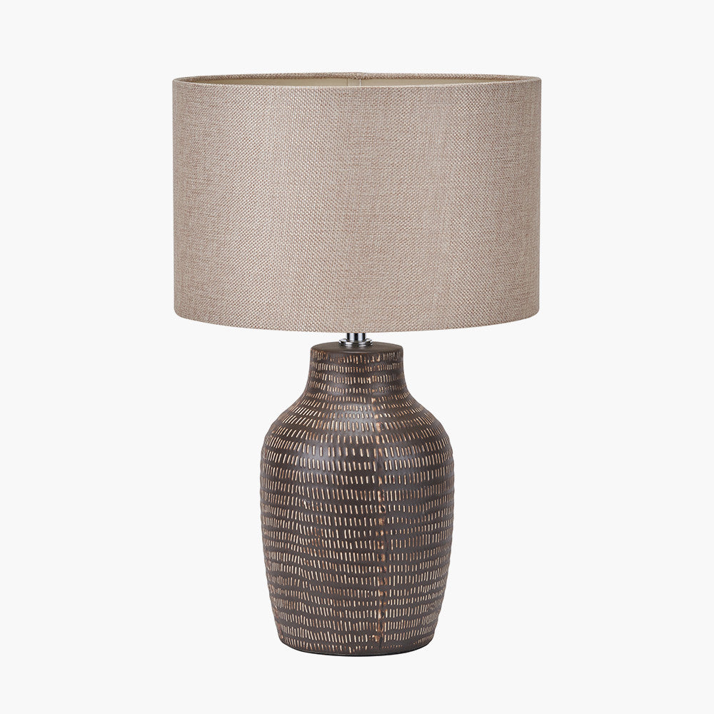 Kai Earth Coloured Textured Tall Ceramic Table Lamp | Rustic Table Lamp