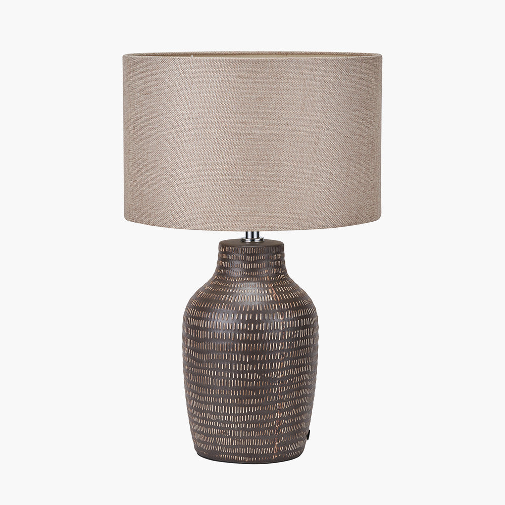 Kai Earth Coloured Textured Tall Ceramic Table Lamp | Rustic Table Lamp