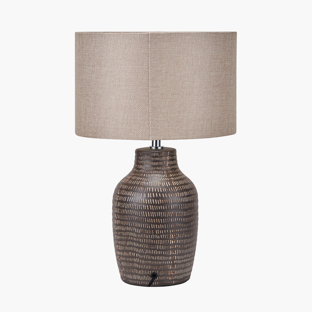 Kai Earth Coloured Textured Tall Ceramic Table Lamp | Rustic Table Lamp