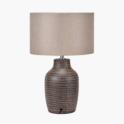 Kai Earth Coloured Textured Tall Ceramic Table Lamp | Rustic Table Lamp