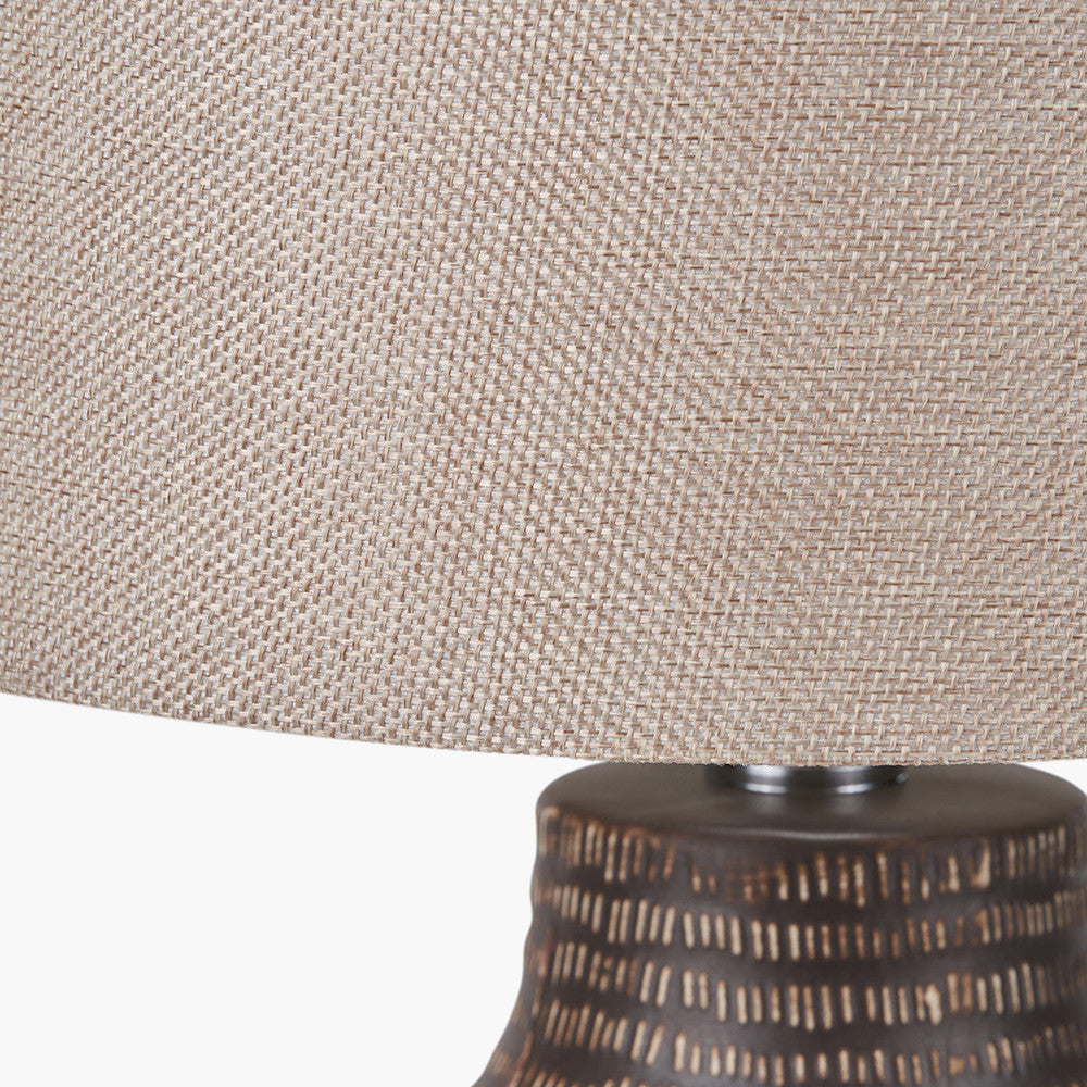 Kai Earth Coloured Textured Tall Ceramic Table Lamp | Rustic Table Lamp