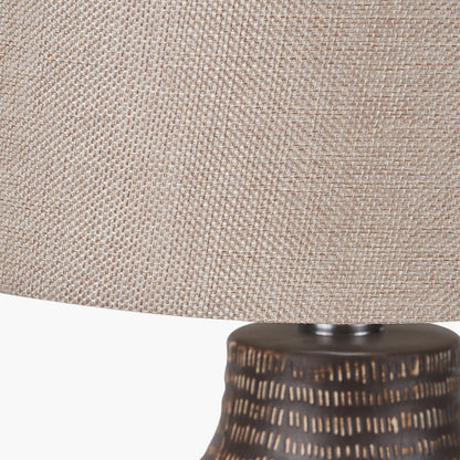 Kai Earth Coloured Textured Tall Ceramic Table Lamp | Rustic Table Lamp