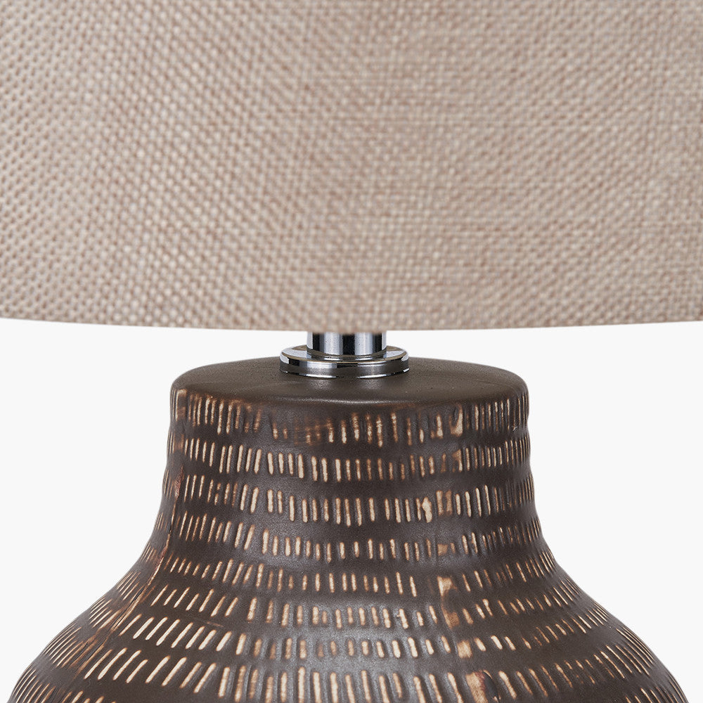 Kai Earth Coloured Textured Tall Ceramic Table Lamp | Rustic Table Lamp