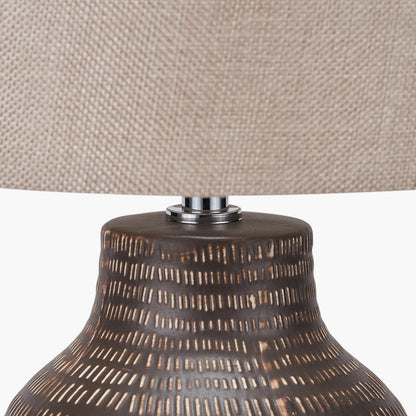 Kai Earth Coloured Textured Tall Ceramic Table Lamp | Rustic Table Lamp