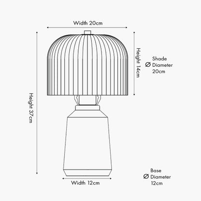 Zandra Grey Ribbed Glass Table Lamp