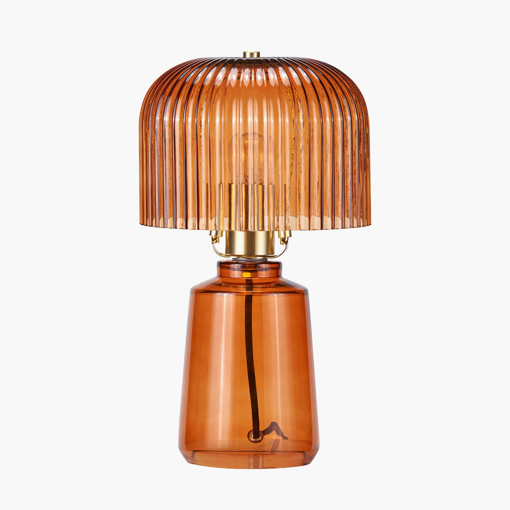 Zandra Orange Ribbed Glass Table Lamp | Retro Table Lamp