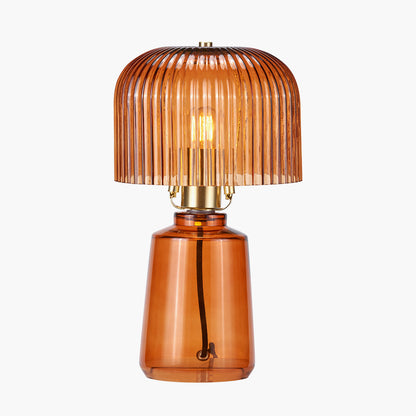 Zandra Orange Ribbed Glass Table Lamp | Retro Table Lamp