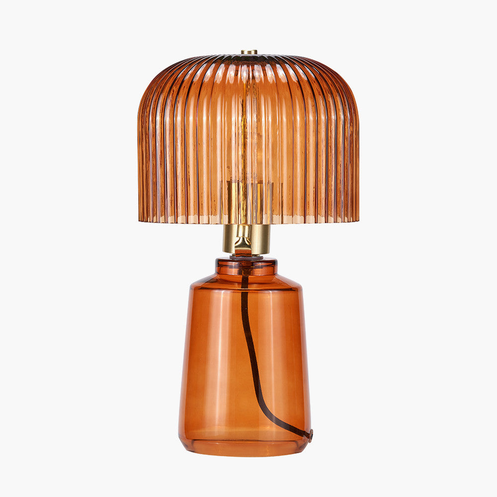 Zandra Orange Ribbed Glass Table Lamp | Retro Table Lamp