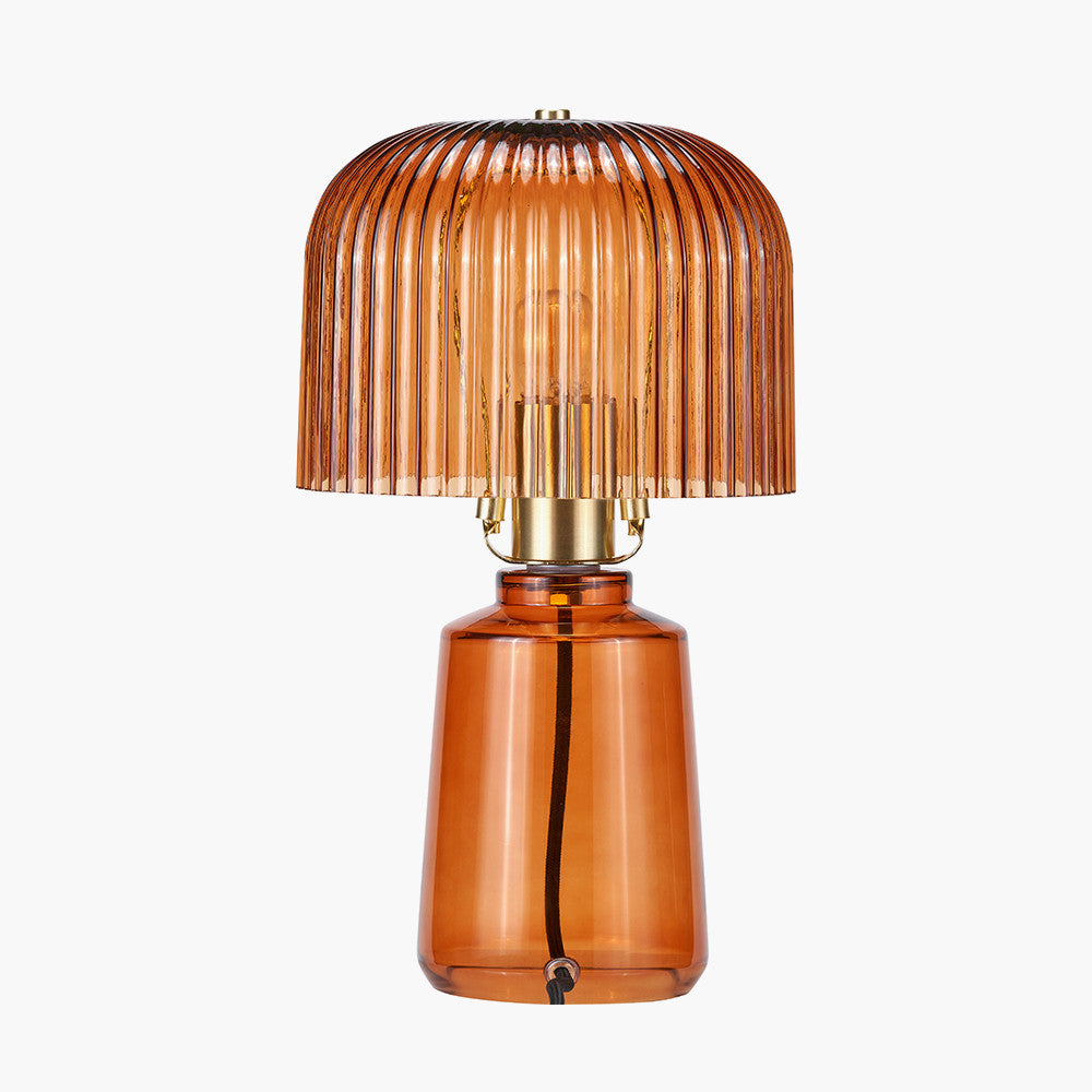 Zandra Orange Ribbed Glass Table Lamp | Retro Table Lamp