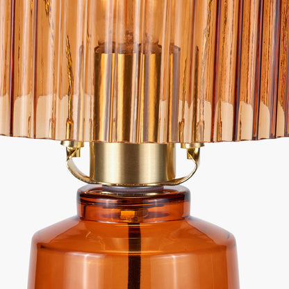Zandra Orange Ribbed Glass Table Lamp | Retro Table Lamp
