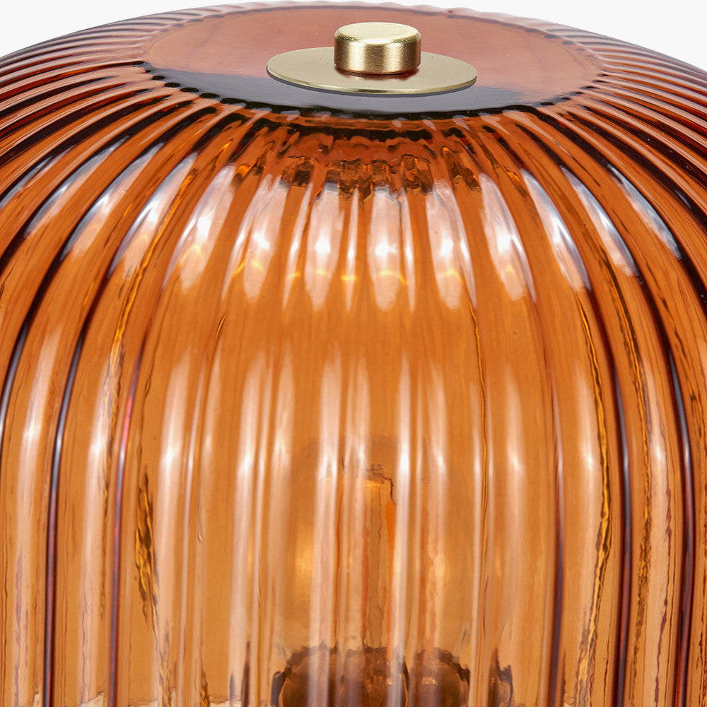 Zandra Orange Ribbed Glass Table Lamp | Retro Table Lamp