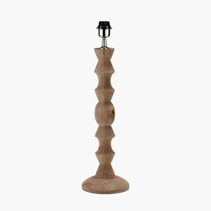 Ayra Natural Turned Wood Table Lamp with Henry 40cm Tobacco Handloom Shade