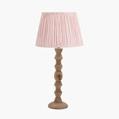 Ayra Turned Wood Table Lamp with 40cm Cinnamon Stripe Lampshade