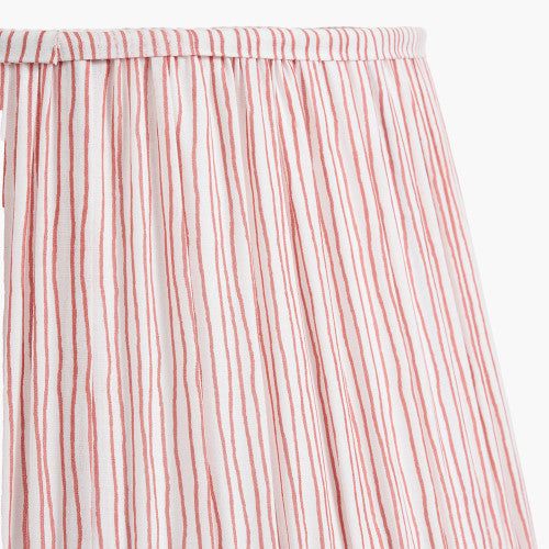 Ayra Turned Wood Table Lamp with 40cm Cinnamon Stripe Lampshade