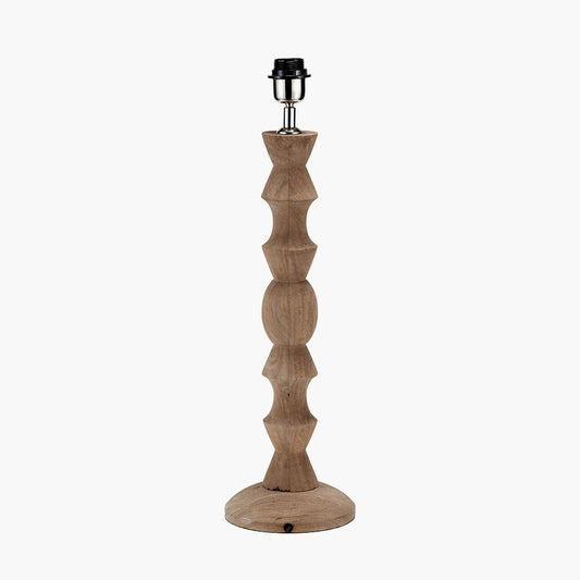 Ayra Natural Modernist Large Turned Wood Table Lamp Base
