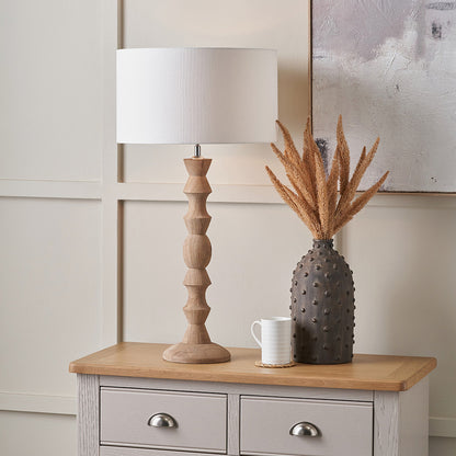 Ayra Natural Modernist Large Turned Wood Table Lamp Base