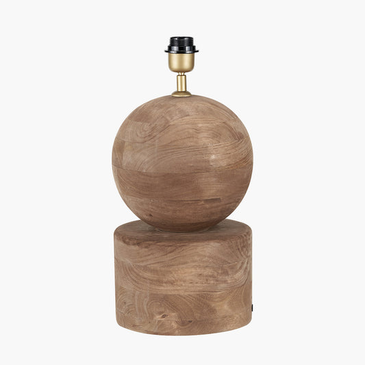 Ziva Antique Brown Round Wood Table Lamp Base