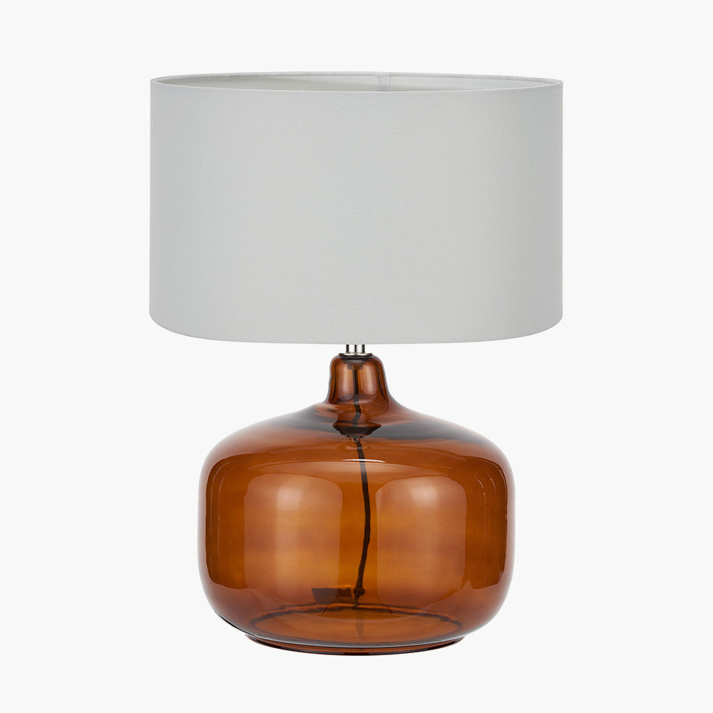 Corby Amber Glass Table Lamp with Ivory Shade | Table Lamp