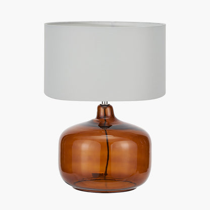 Corby Amber Glass Table Lamp with Ivory Shade | Table Lamp