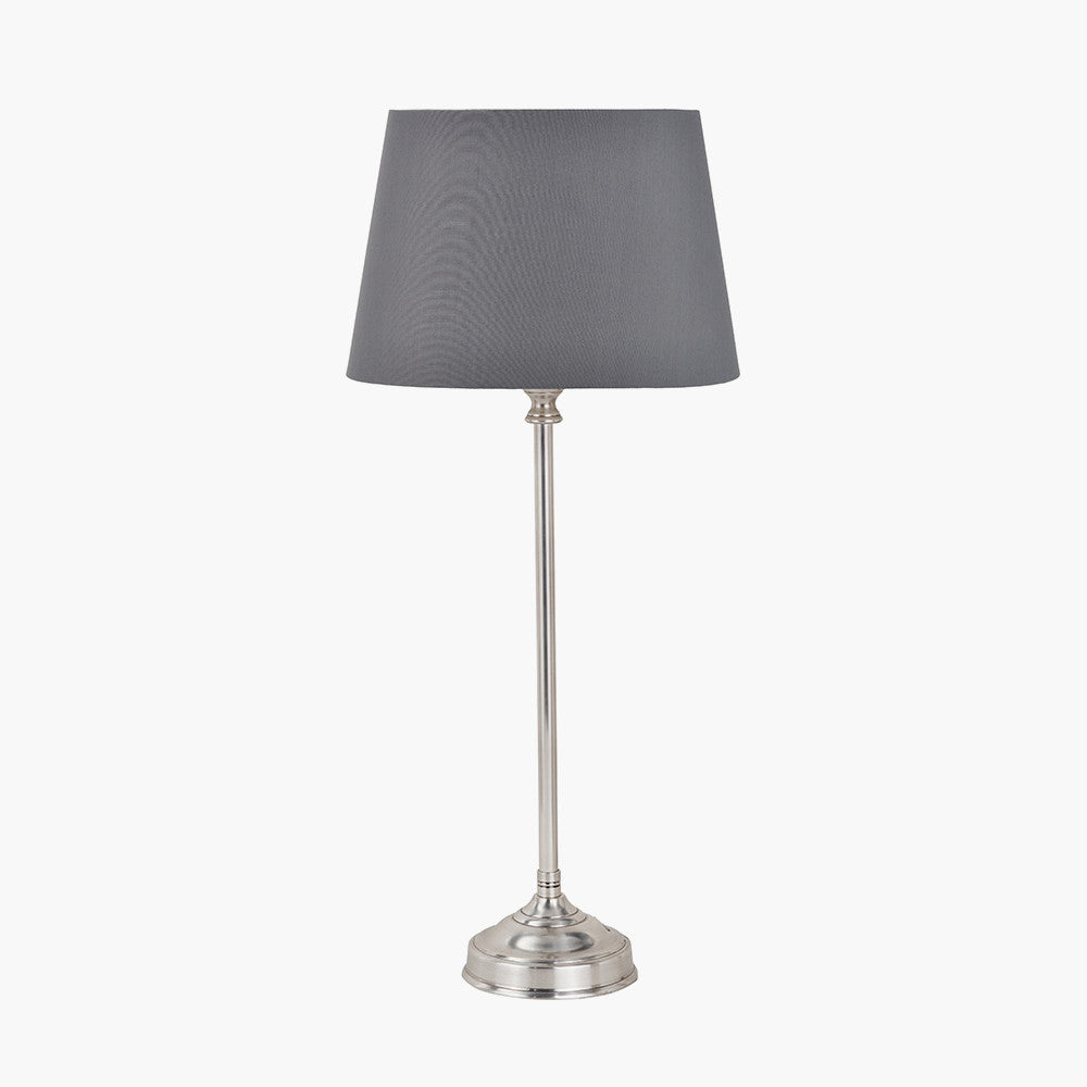 Auden Silver Table Lamp with Steel Grey Shade | Modern Table Lamp