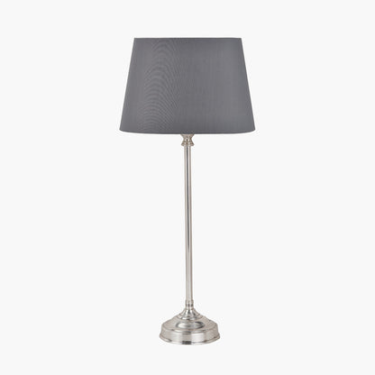 Auden Silver Table Lamp with Steel Grey Shade | Modern Table Lamp