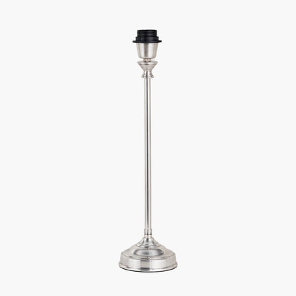 Auden Silver Metal Stick Table Lamp with Blue Chevron Pleated Shade