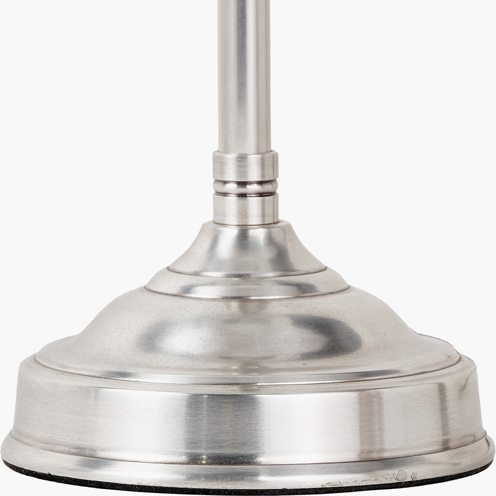 Auden Silver Metal Stick Table Lamp with Blue Chevron Pleated Shade