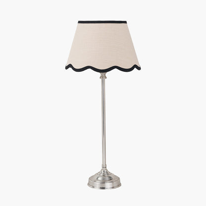 Auden Silver Table Lamp with Cream Jute Scalloped Shade | Statement Table Lamp
