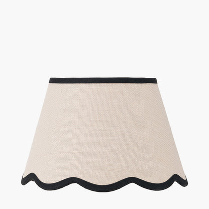 Auden Silver Table Lamp with Cream Jute Scalloped Shade | Statement Table Lamp