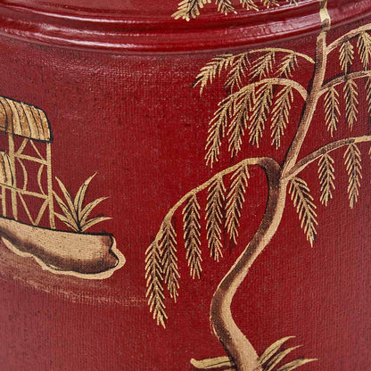 Landscape Red Hand Painted Metal Table Lamp Base