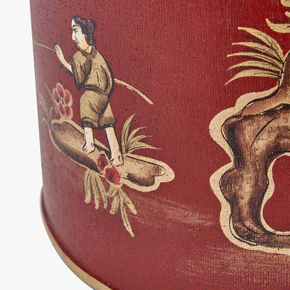 Landscape Red Hand Painted Metal Table Lamp Base