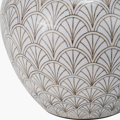 Barbier White Art Deco Fan Ceramic Table Lamp Base