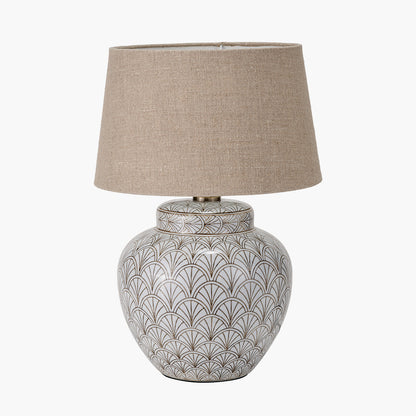 Barbier White Art Deco Fan Ceramic Table Lamp Base