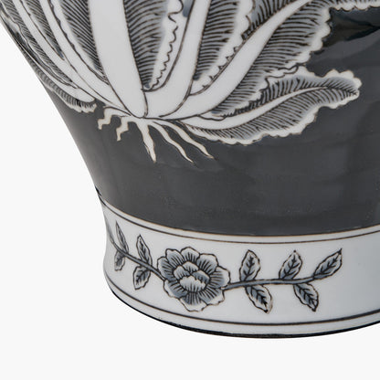 Asteria Black and White Feather Ceramic Urn Table Lamp Base