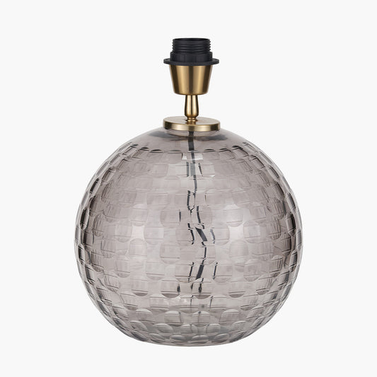 Camille Smoke Grey Circle Design Handcut Glass Table Lamp Base – Modern Textured Glass Lighting