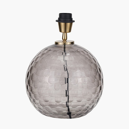 Camille Smoke Grey Circle Design Handcut Glass Table Lamp Base – Modern Textured Glass Lighting