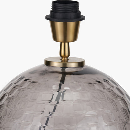 Camille Smoke Grey Circle Design Handcut Glass Table Lamp Base – Modern Textured Glass Lighting