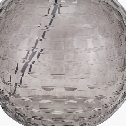 Camille Smoke Grey Circle Design Handcut Glass Table Lamp Base – Modern Textured Glass Lighting