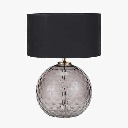 Camille Smoke Grey Circle Design Handcut Glass Table Lamp Base – Modern Textured Glass Lighting
