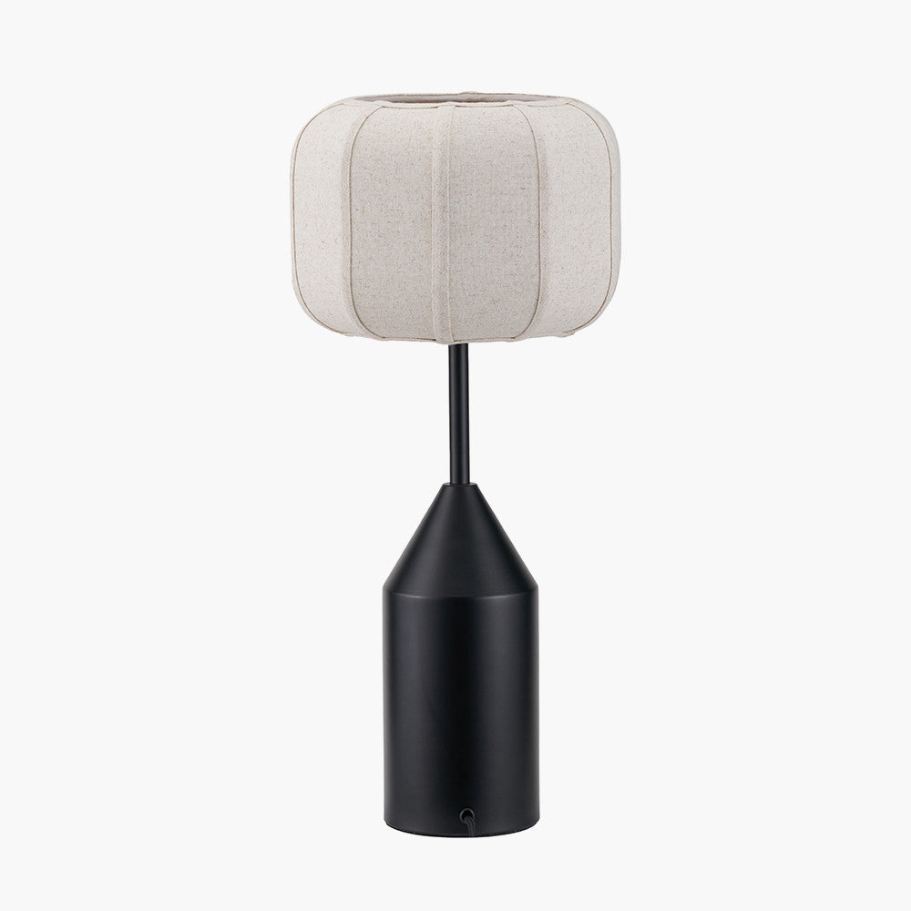 Oscar Black Metal and Natural Linen Structured Table Lamp