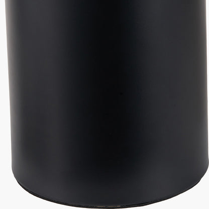 Oscar Black Metal and Natural Linen Structured Table Lamp