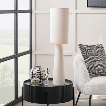 Mirissa White Handloom Fabric Table Lamp | Neutral Table Lamp UK