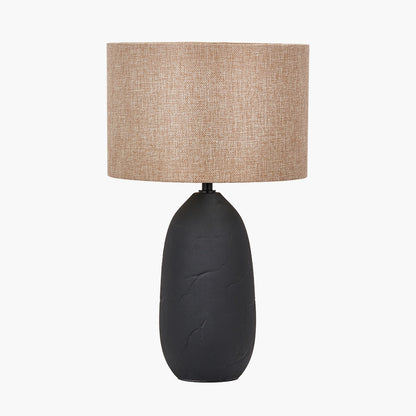 Erika Black Vintage Textured Ceramic Table Lamp | Scandi Table Lamp
