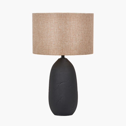 Erika Black Vintage Textured Ceramic Table Lamp | Scandi Table Lamp