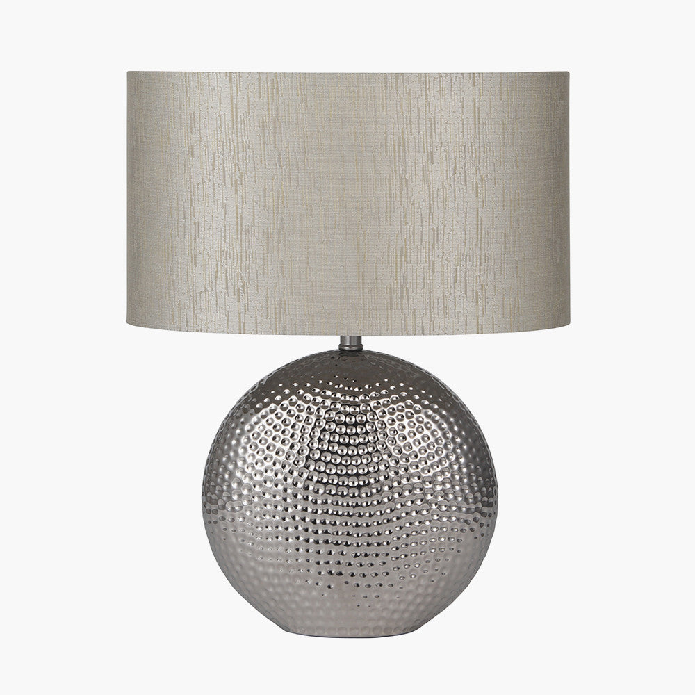 Mabel Silver Textured Ceramic Table Lamp | Metallic Table Lamp