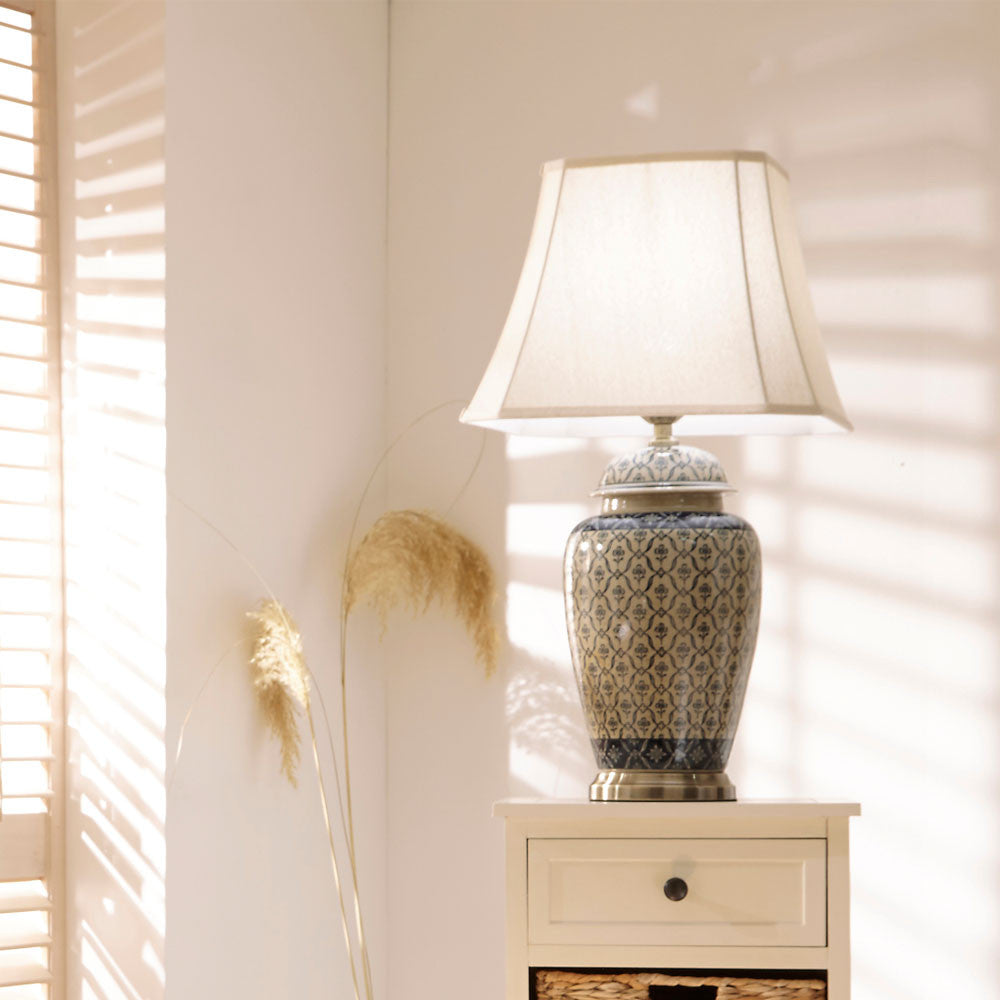 Chika Blue & White Ginger Jar Table Lamp | Ceramic Table Lamp UK