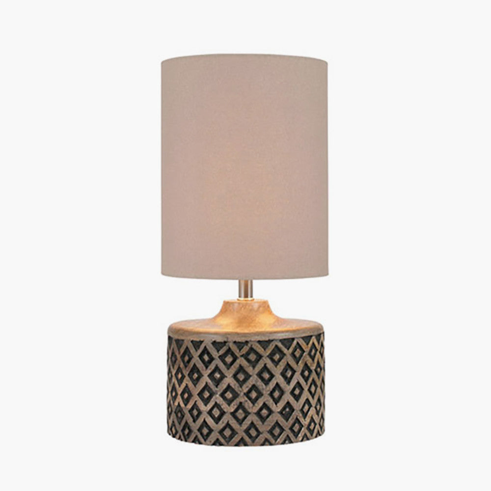 Orissa Short Wooden Diamond Table Lamp | Hand Carved Wooden Lamp